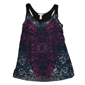 CAbi Women's Black & Purple "Heart Of Cabi" Mesh Overlay Tank Top - SIZE M